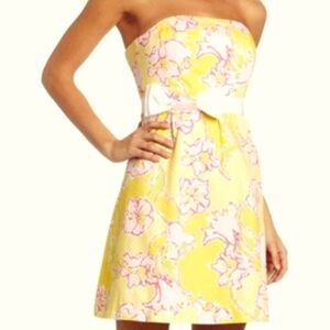 Lilly Pulitzer Yellow & Pink Strapless Floral Dress